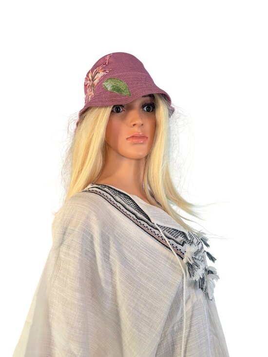 Kangol OS Embroidered Bucket Hat Floral Rose Pink Vintage HTF main image 6